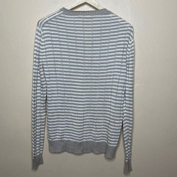 Armani Exchange Sweater Mens Medium Striped V neck Cotton Bland Casual - Picture 7 of 7